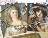 Vintage Rhinestone Necklace, Earrings, Mirror & 5 Victorian Postcards 1950's Collectible Retro Mid Century Modern Vanity Home Decor