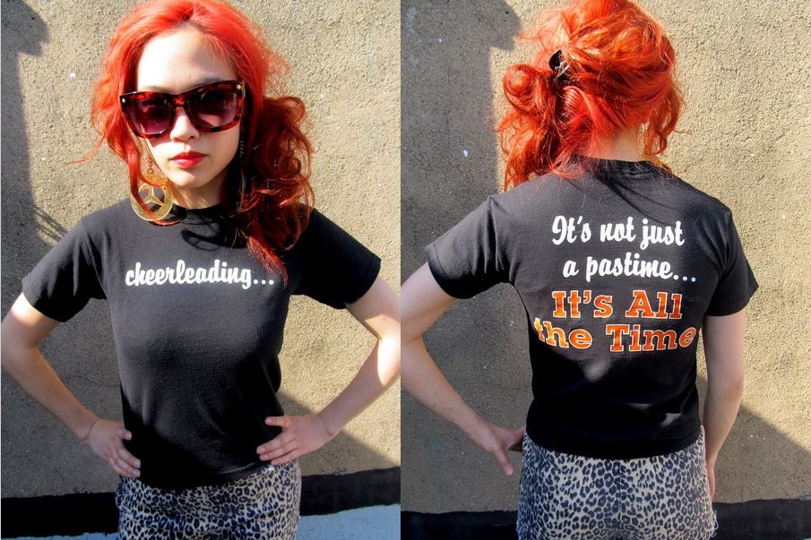 Cheerleader School Spirit Black Ironic Schoolgirl Tee Shirt