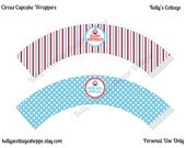 Instant Download Circus Birthday Party Cupcake Kit- 2 Inch Party Circles and Cupcake Wrappers Il_170x135
