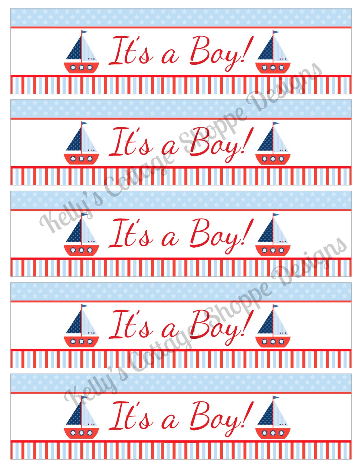 Instant Download, Printable Nautical Baby Shower Water Bottle Wraps Il_170x135