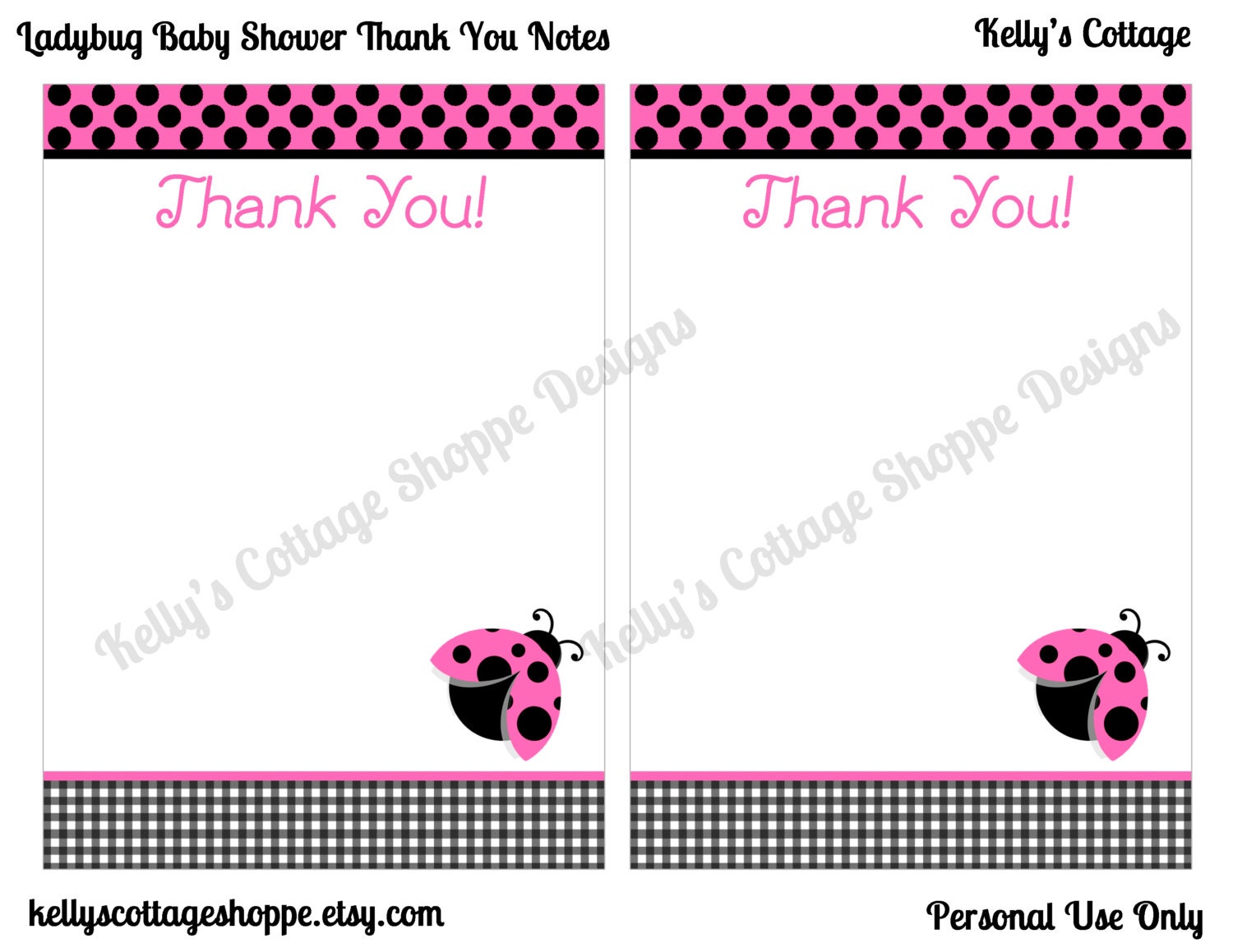 Instant Download Ladybug Baby Shower Thank You Notes (5x7) Il_570xn