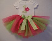 1St Girls Birthday Daisy Flower Tutu With Matching Onesie Toddlers Embroidered  Numbers 1 - 9  Special Birthday Photo Outfit  Birthday Gift