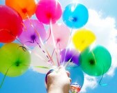 Balloons and Baker's Twine Bouquet Kit and Set in Mixed Neon Rainbow Party Colors