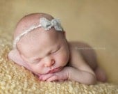 the Darling : Newborn Headband - Fawn - Newborn Photo Prop - polka dots, halo, bow headband, head band, photography prop
