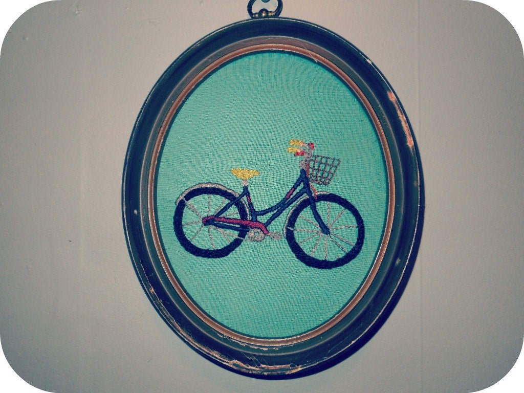 Cruiser Bike Crewel Embroidery on Vintage Frame