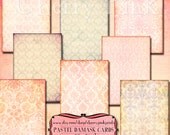 PASTEL DAMASK collage sheet, digital paper vintage scrapbook 8 designs, supplies for scrapbooking collage digital download