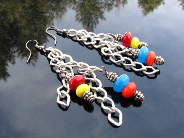 Lampwork Earrings Handmade Glass Beads Artisan Jewelry SRA