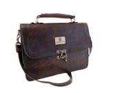 Vintage, Brown Leather Satchel, Messenger Bag, Cross Body Bag, Handbag.