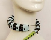 Cyber Snake Electro Worm Armour Caterpillar Necklace - Baby Blue, Black and Lime PVC with guitar strings
