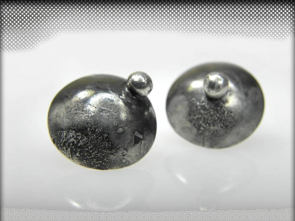 sterling silver earrings dome post stud  modern fine jewelry geometrical unique wedding gift contemporary