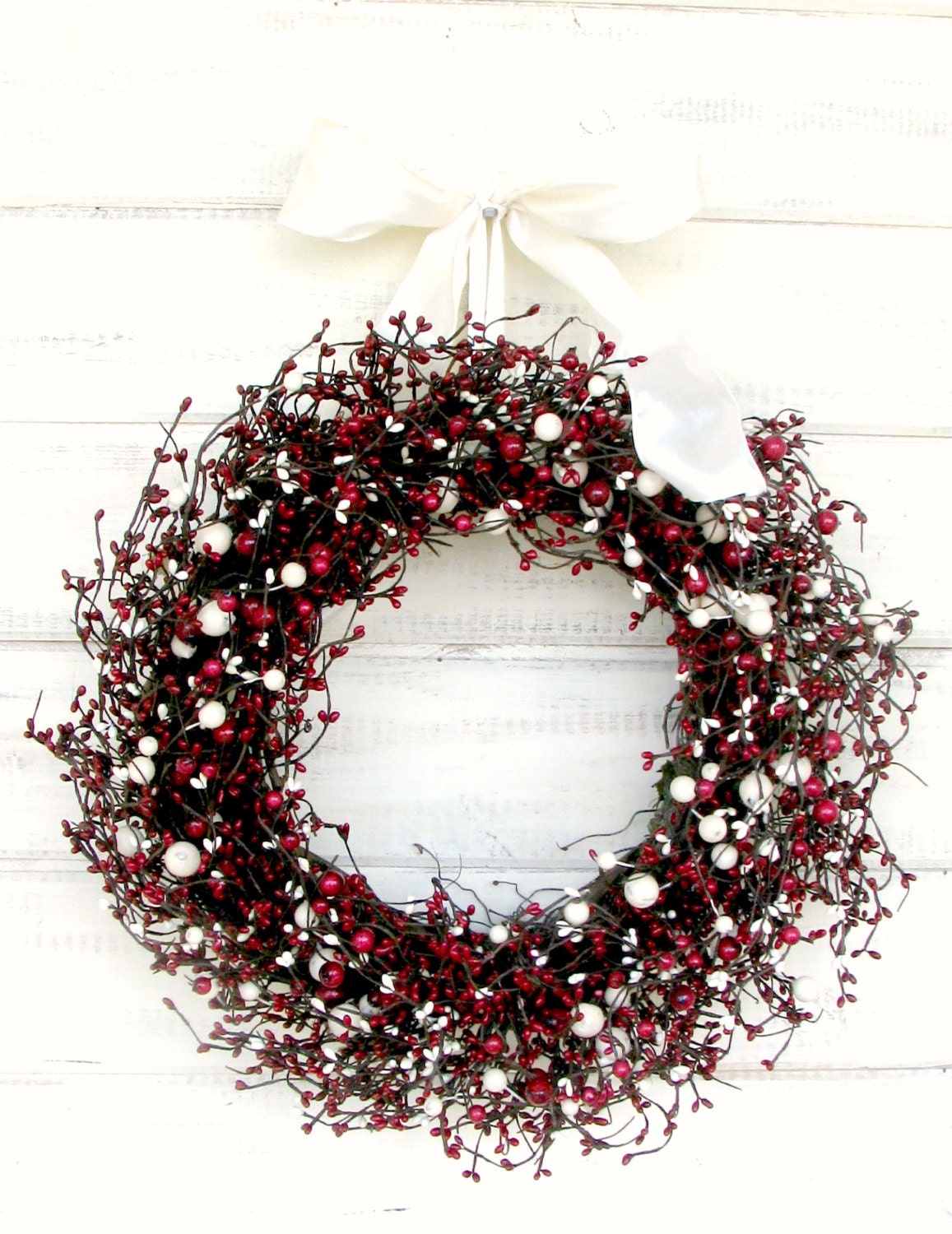 Fourth of July Berry Wreath-Holiday Wreath-Summer Door Decor-Patriotic Wreath-Scented Cranberry- Custom Choose Scent and Ribbon