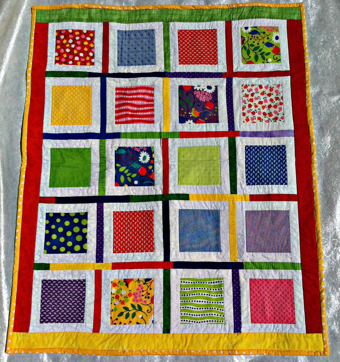 Bright Colorful Moda Patchwork Baby Activity Mat Quilt