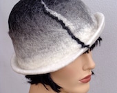 SALE Gray retro hat, felted hat, felt cloche, 1920s inspired hat, art deco fashion, vintage inspired, retro accessory