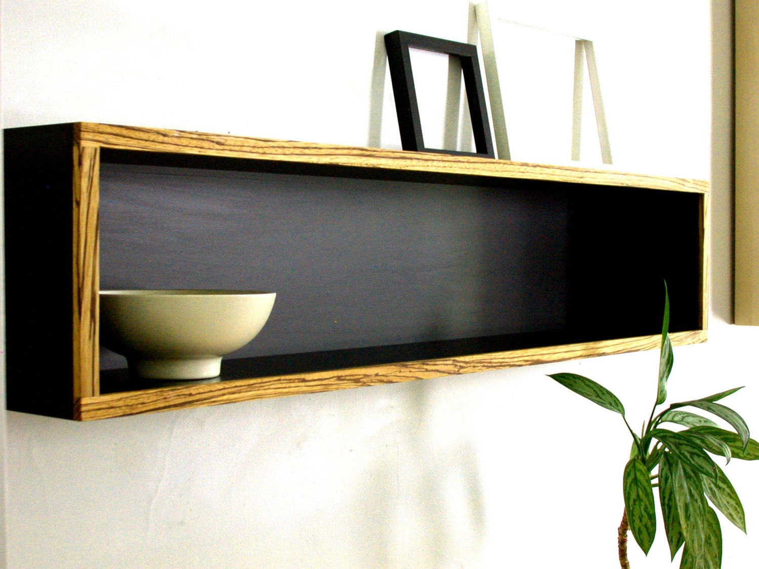 Modern Wall Shelf Home Decor Office Decor Book Case Black Zebra Yellow Brown Stripes Modular Book  Floating Shelf