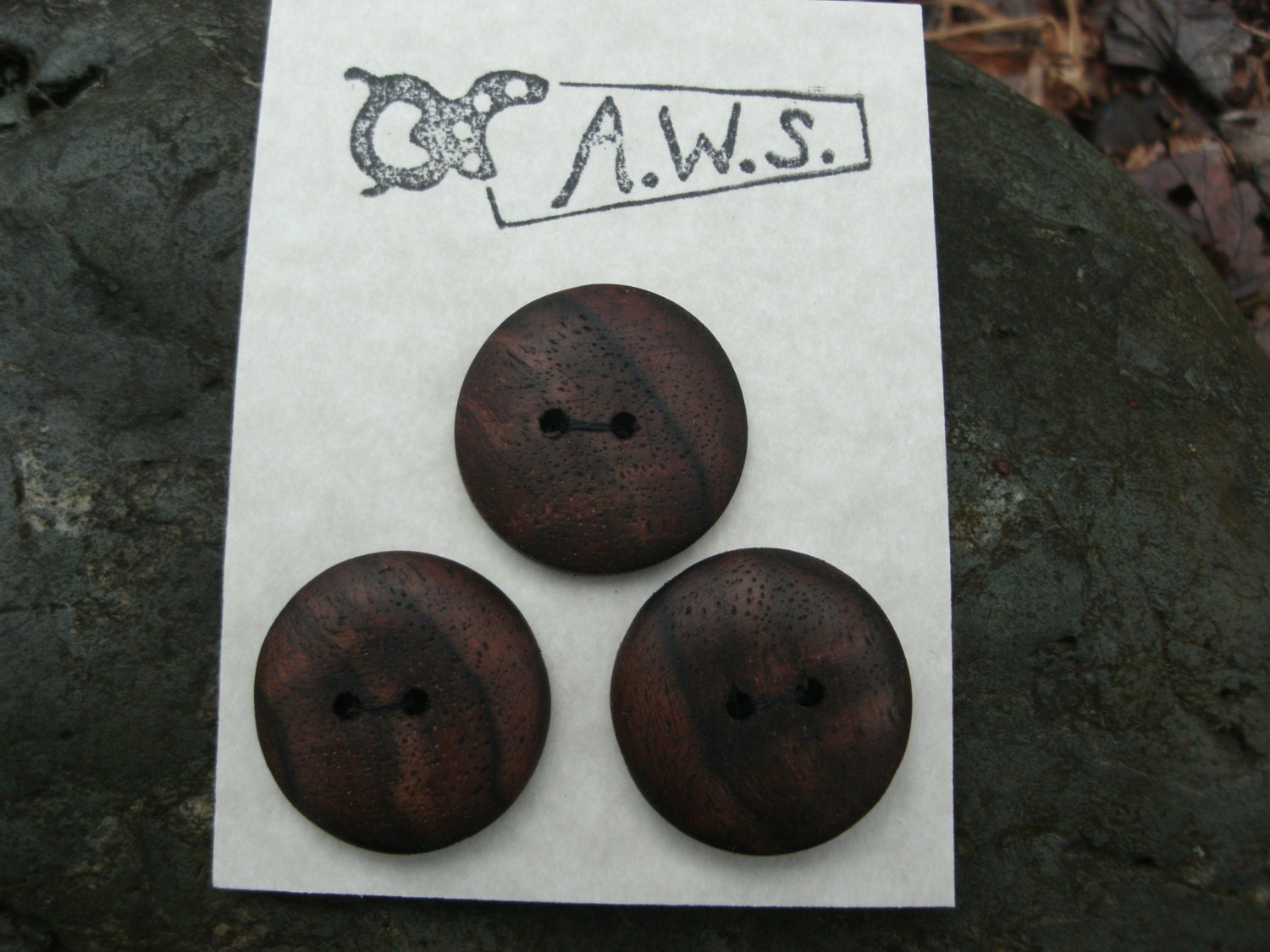 Three Wooden Buttons In Black Walnut Burl (1 Inch)