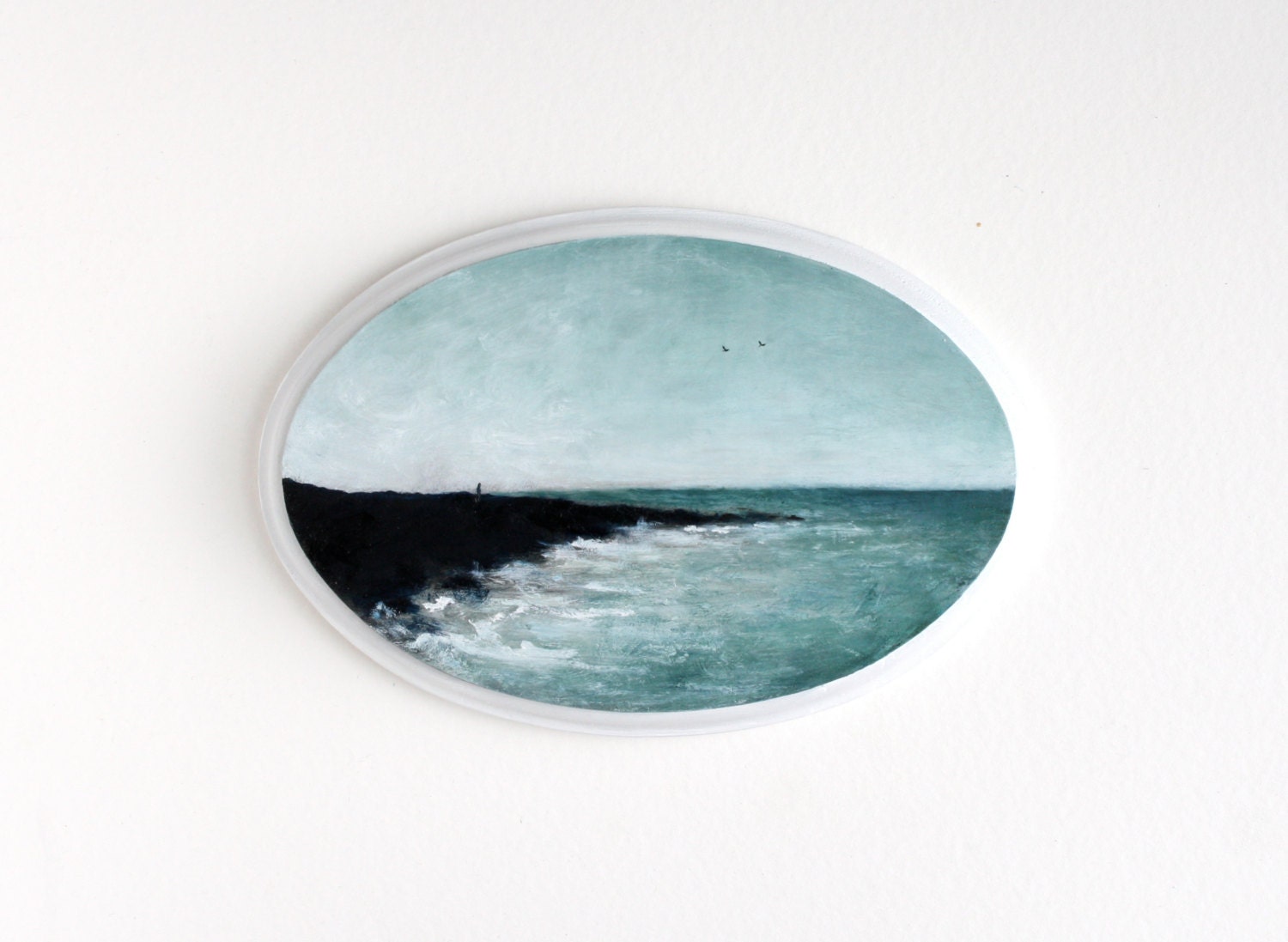 SALE - 15% OFF - Oval Ocean Oil Painting