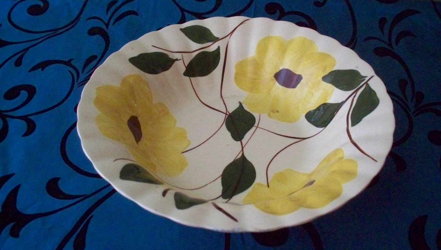 Blue Ridge Pottery Ridge Yellow Daisy Design by vintagesouthwest