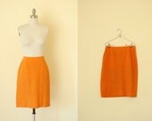 vintage orange skirt / 60s tangerine pencil skirt / lady manhattan / size medium