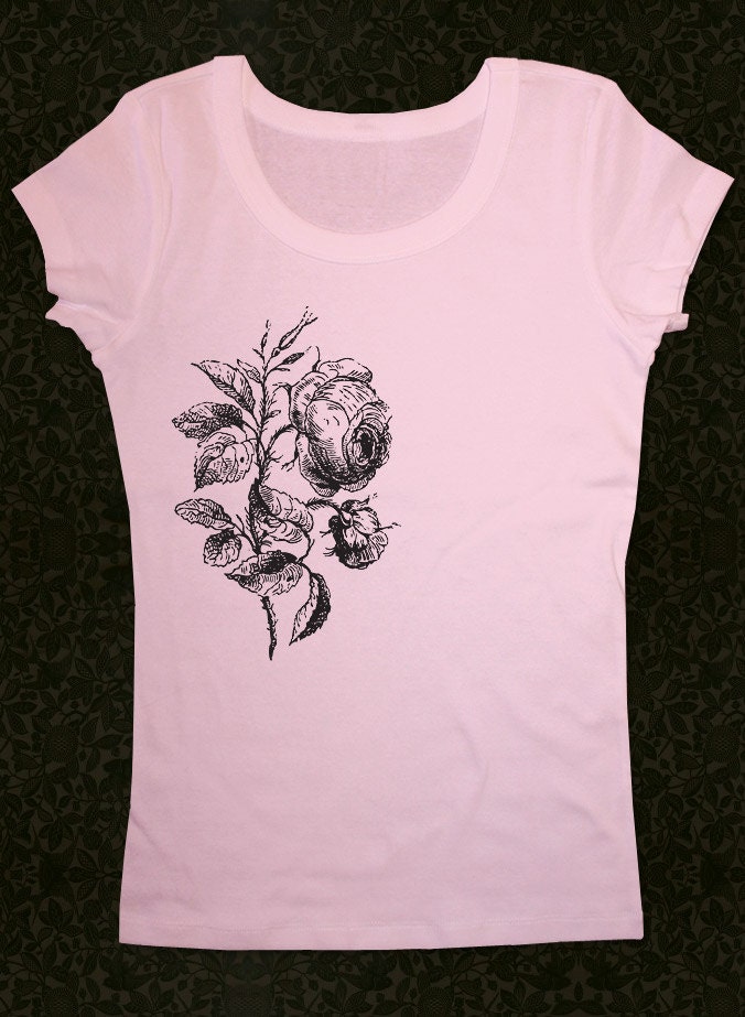Vintage Flowers 57 - Women's Short Sleeve Scoop Neck Cotton T-Shirt Contoured Fit