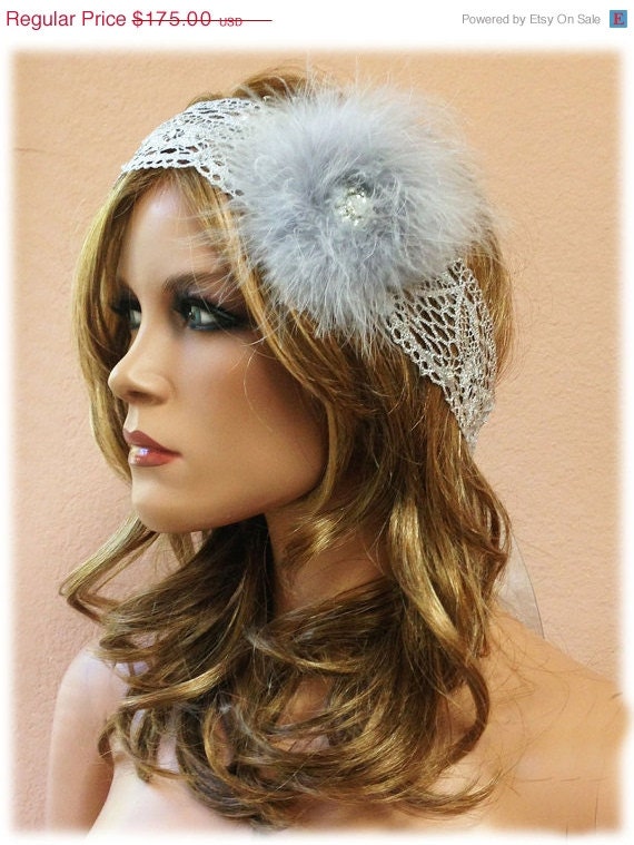 Bridal hair accessory,feather headband, Silver headband, 1920's Jewelry, vintage inspired headband, vintage hair jewelry