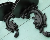 Pair of Shelves ornate baroque Hollywood regency Paris apartment vintage large Oil Rubbed Bronze "Bronze Ornate Shelves"