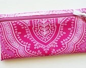 Cash envelope system budget wallet with 6 tabbed dividers // pink, fuchsia, white designer laminated cotton