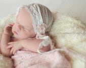 Baby Bonnet / Headwrap - Newborn Photo Prop - Vintage Inspired Prop - Baby Hat - Newborn Bonnet