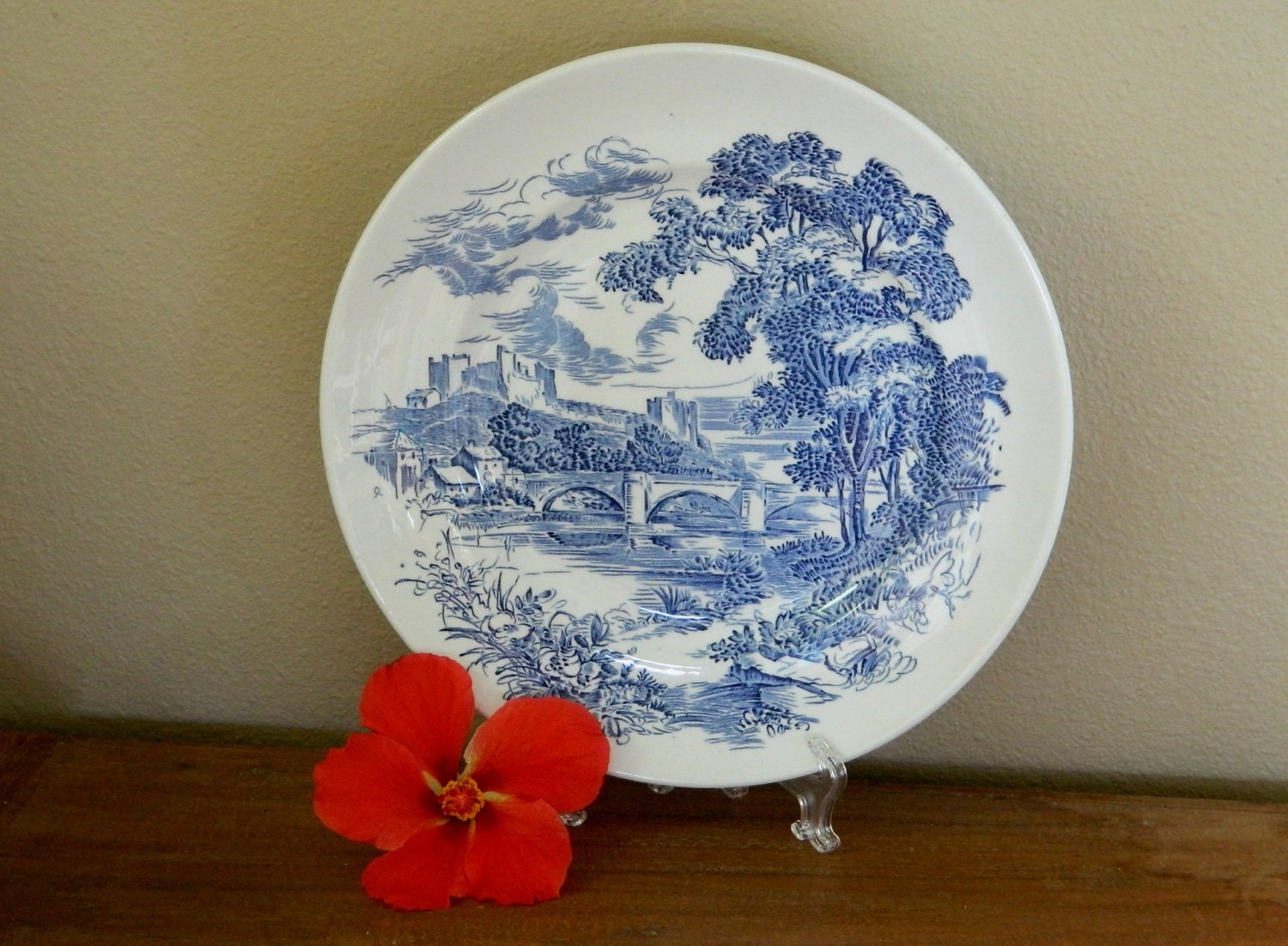Wedgwood Blue and White Countryside Plate England