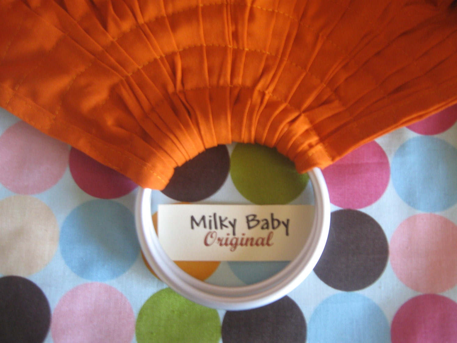 Baby ring sling toddler carrier wrap adjustable orange base DIsCO dots   tail -more fabric choices in my store   -one free pocket