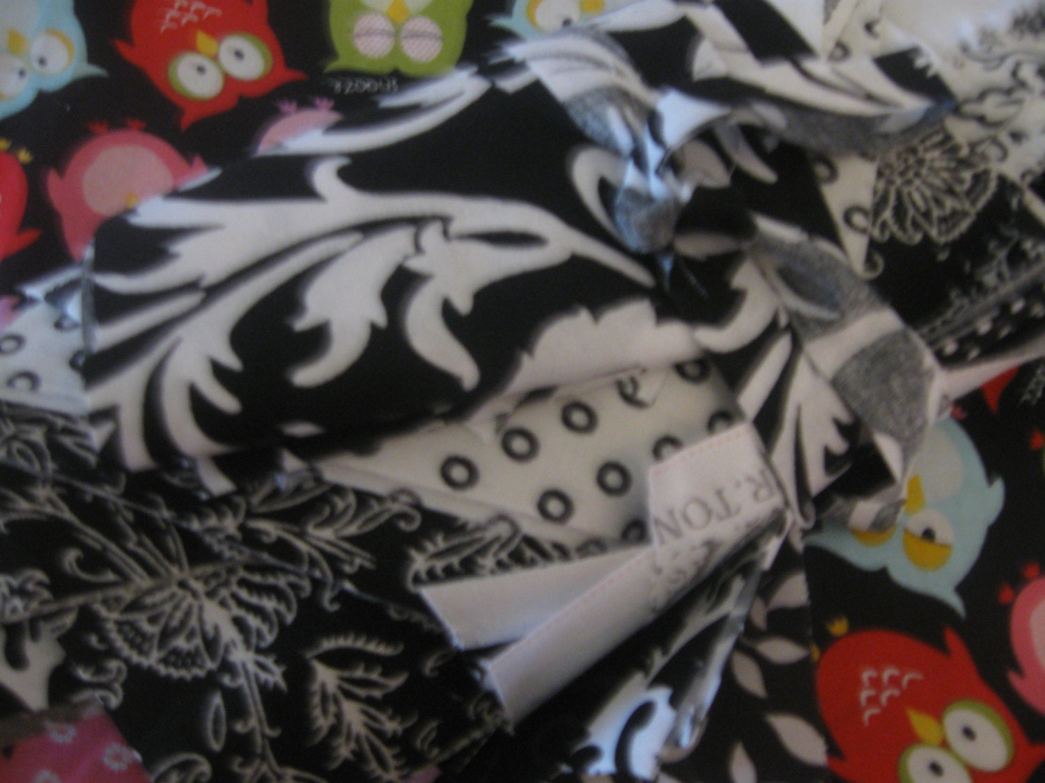 Fabric scraps pieces BLACK N WHITE mostly for quilting sewing doll clothes crafts and many other projects 50 PCS