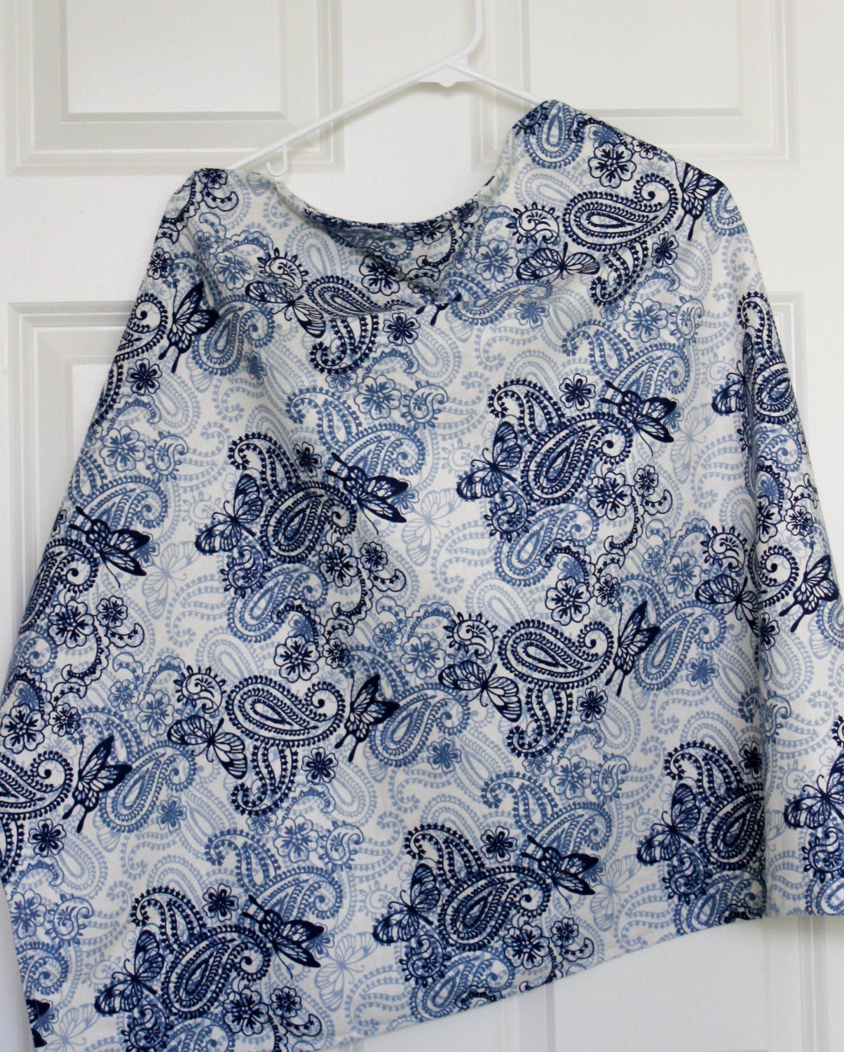 Nursing Cover with Blue Butterfly Flannel