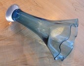 Hand Blown Glass Vase - Aquamarine Blue Flower Top Garden Vase by Jonathan Winfisky
