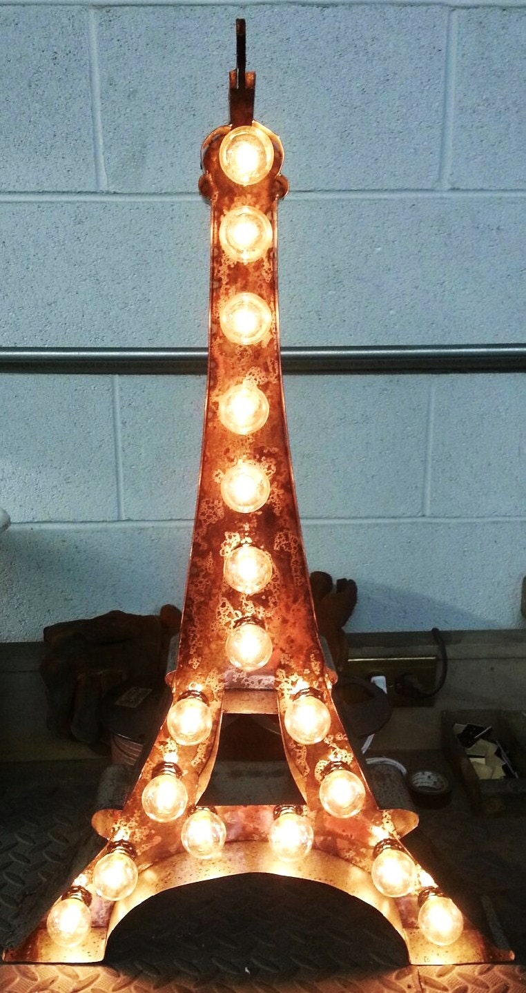 Vintage Metal Letter light Eiffel Tower sign Marquee wedding Industrial