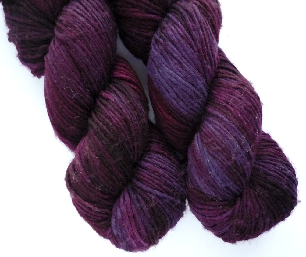 Hand Dyed Yarn - Superwash Merino Wool DK Single Ply in Sugar Plum Colorway
