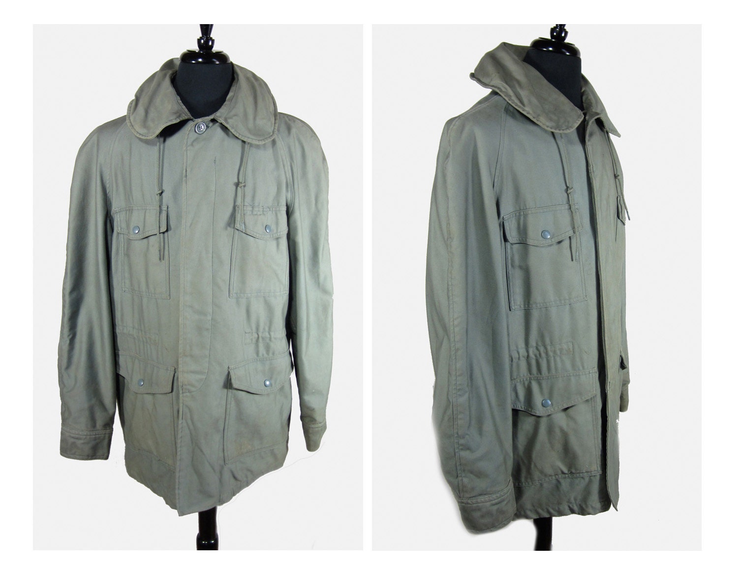 1960s Olive Drab Military Four Pocket Jacket - Men's Medium