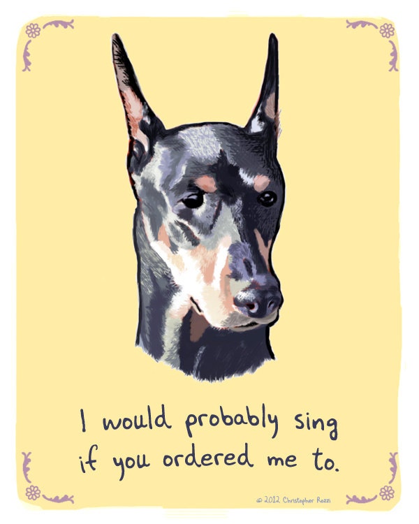 Doberman 5x7 of Original Painting with phrase