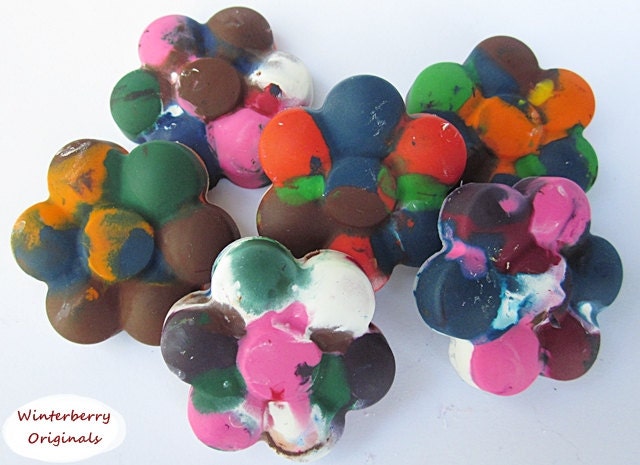 Recycled/Upcycled Flower Crayons - Multi-Colored, Bag of 6