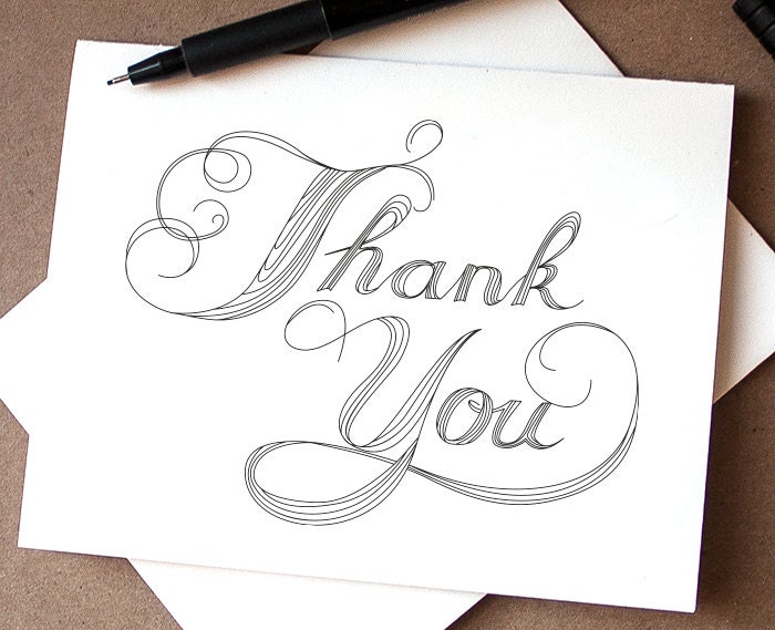 Hand Lettered Thank You Card - Set of 8