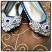 Wreath of Silver Bridal Ballet Flats Sapphire Blue Wedding Shoes - Any Size - Pick your own shoe color and crystal color