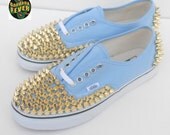 Vans Authentic Blue Bell Gold Round Pyramid Studs