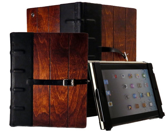 Pristine Red Oak iPad Tome Case - wood and leather iPad case