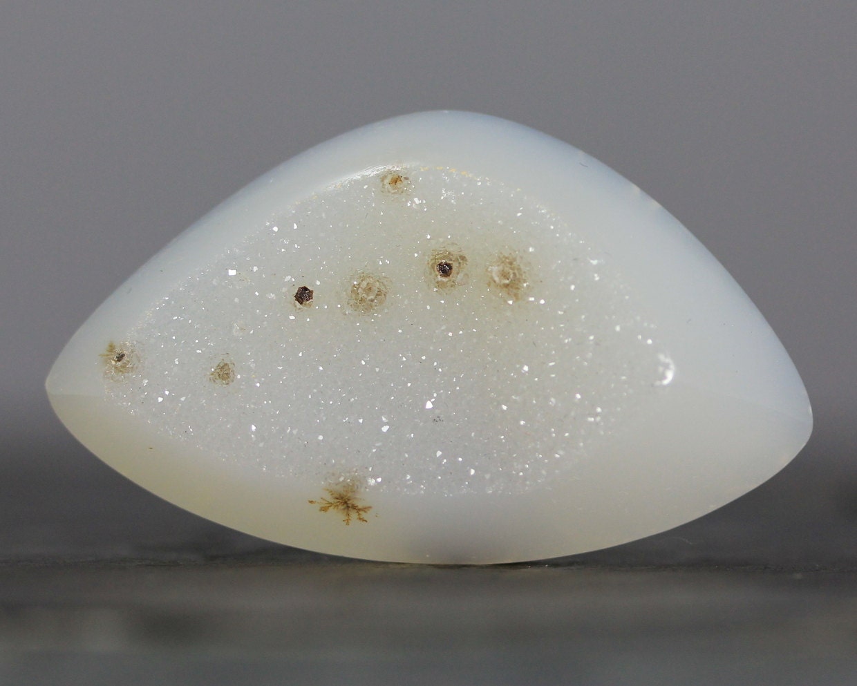 Large Druzy Cabochon - White Druzy agate Geode Stone - Polished, Designer Stones - 49mm (C2558)