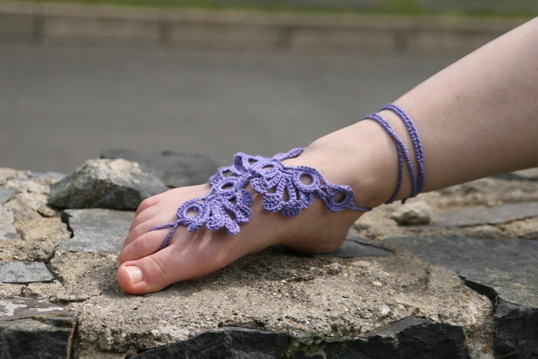 Purple Crochet Sandals -  Summer Fashion - Women Teens Accessories - Beach Wedding