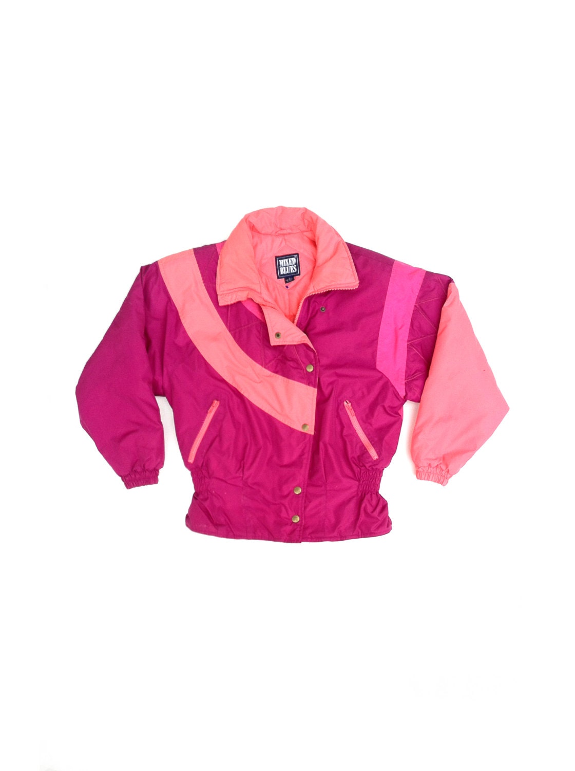 Awesome 80s Mixed Blues Ski Jacket - S