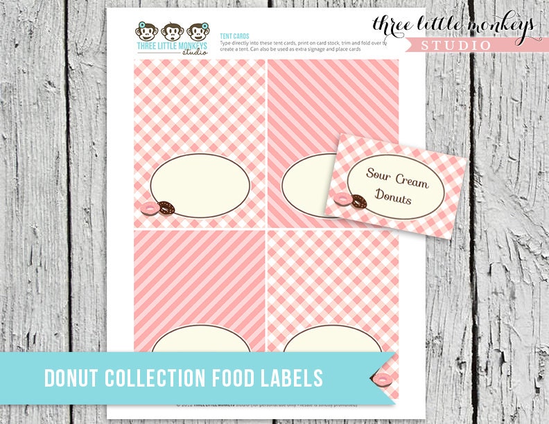 Donuts Shop Tent Cards or Food Labels - Editable PDF Il_170x135