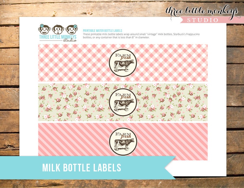Vintage Farm Fresh Milk Bottle Labels INSTANT DOWNLOAD Il_170x135