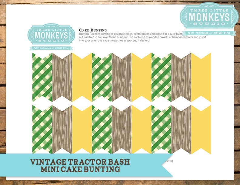 Vintage Tractor Bash Cake Bunting - INSTANT DOWNLOAD
