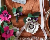 Corsage & Bouttoniere Set - Purple and Pearl