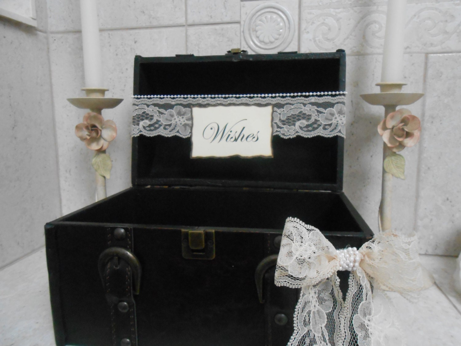 Old Fashioned Wedding Train Case Wishes Box / Wishes Holder / Card Box / Small Wedding Wishes Case