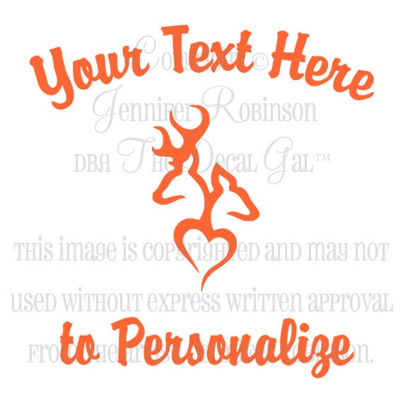 Personalized Buck & Doe Deer Heart Vinyl Decal Sticker (Style 2) - ANY Color